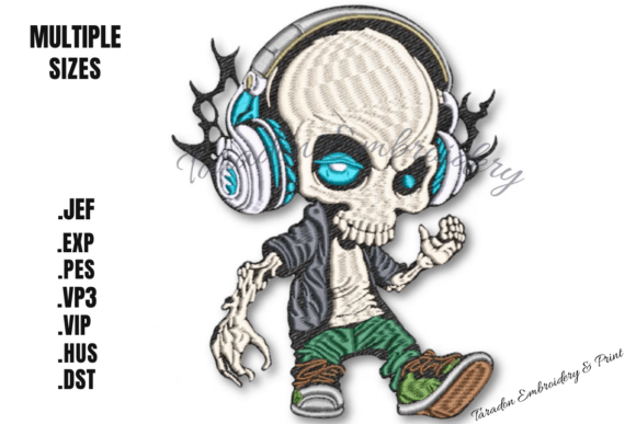 Cool Skeleton with Headphones Embroidery Review