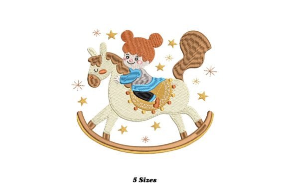 Girl Playing on Toy Horse Embroidery Review
