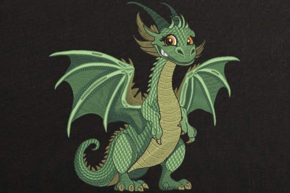 Green Chinese Fly Dragon Embroidery Design Review