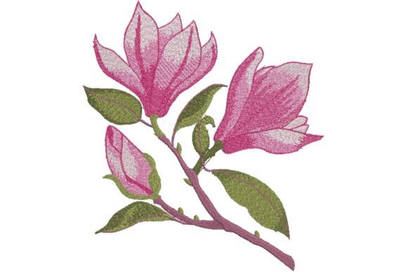 Small Branch Pink Magnolia Review for Seasonal Embroidery